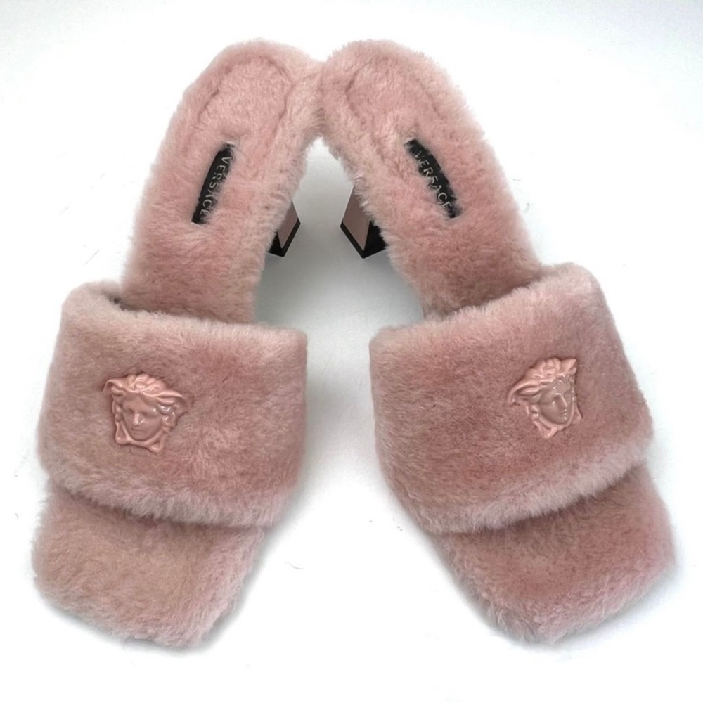 VERSACE La Medusa Faux Fur Slide Sandal sz 9 - Picture 3 of 14